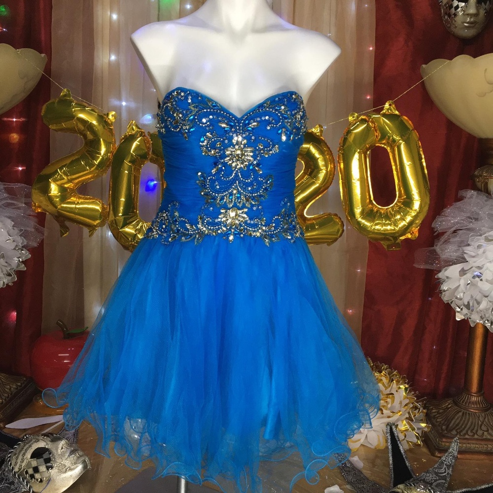 *ALYCE BLUE SEQUIN/BEADS FLUFFY DRESS SZ 4